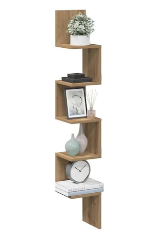 Zig Zag Köşe Duvar Rafı/kitaplık Atlantik Çam 20x20x130 Modern Minimalist Köşe Rafı Çok Renkli