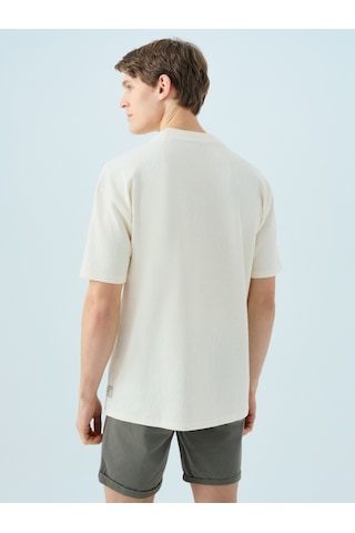 Oversize Fit Erkek Tshirt K.kol Ekru