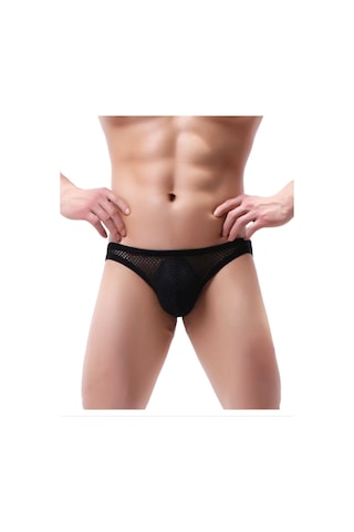 Tegangold Fantezi Arkası Açık Alımlı File Erkek Kilot Pedsiz Mh10130 Siyah