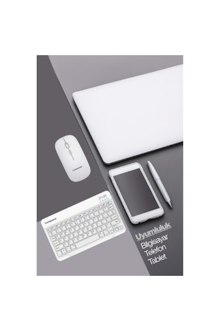 Beyaz Kablosuz Wireless Klavye Ve Mouse Seti Optik