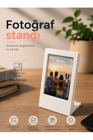 Masaüstü Instax Uyumlu Fotoğraf Standı Dekoratif Sevgili Çift Çerçevesi Beyaz