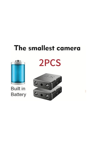 Xuweiwei Black Twopcs Mini Kamera Seti: Sd Destekli Ev Bebek Kedi Nöbetçi Kamera Hareket Algılama Dahili Pil