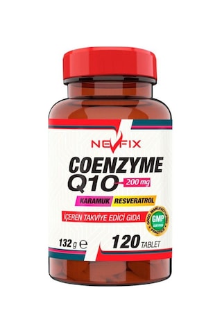 Nevfix Coenzyme Q10 200 MG Koenzim Resveratrol Q10 Karamuk 120