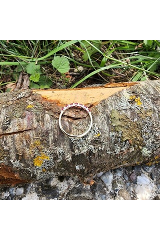 7 Taş Yakut Taşlı Minimal Tasarım Yarım Tur Alyans 14 Ayar Altın 552950089