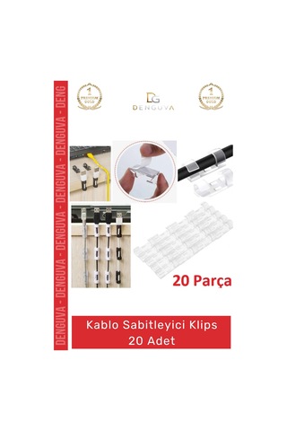 Klips Yapışkanlı Masaüstü Ofis Düzenleyici Pratik Güçlü Kablo Sabitleyici Klips Seti - 20 Adet Çok Renkli