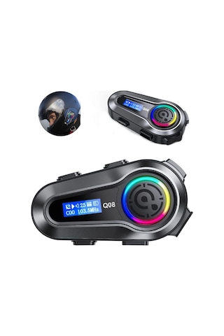 Q08 5.3 Uyumlu Motosiklet Kask Kulaklık Intercom Işıklı Motorsiklet Interkom