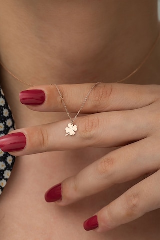 Papatya Silver 925 Ayar Rose Altın Kaplama Gümüş Yonca Kolye