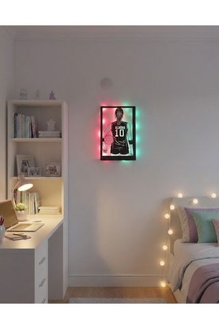 Kişiye Özel Voleybolcu Kız Led Işıklı Duvar Dekoru & Gece Lambası 40x25 Cm