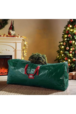 Geeksen 8 Ft Altı Noel Ağacı Saklama Çantası - Su Geçirmez, Toz Koruyucu, 135x34x68 Cm Yeşil, Çift Reçme, Taşınabilir Depo Çantası Yeşil