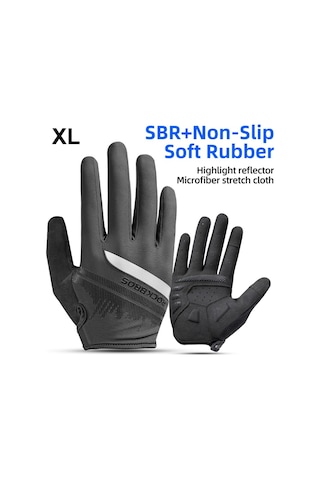 Rockbros S247 Tam Parmak Kaymaz Eldiven Yansıtıcı Çizgili Bisiklet Eldiveni