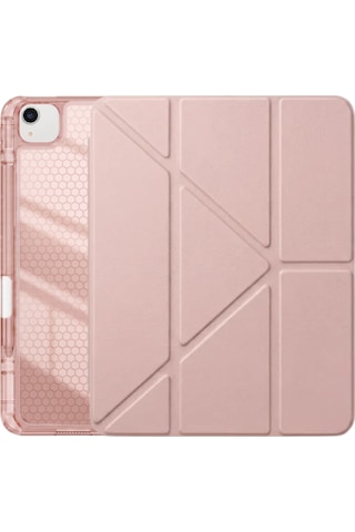 Ps Apple Uyumlu iPad Air 13 İnç M4 / M3 / M2 Tri Folding Standlı Kılıf - Pembe Kapaklı Kılıf