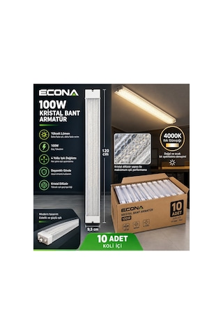 10adet......100w Kristal 4000k Led Bant Armatür 120 Cm - Doğal Günışığı Yüksek Lümenli Yatay Prizmatik Tavan Lambası,modern Aydınlatma.led Lamba ,kristal,lamba Beyaz-günışığı