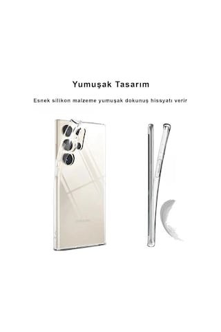 Samsung Galaxy S25 Ultra İle Uyumlu Kılıf Şeffaf Kamera Korumalı Esnek Silikon Telefon Kılıfı Kapak