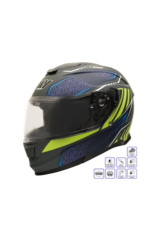 My Helmets Mks002-rgby Güneş Vizörlü Şeffaf Çene Açılır Motosiklet Kaskı Çok Renkli