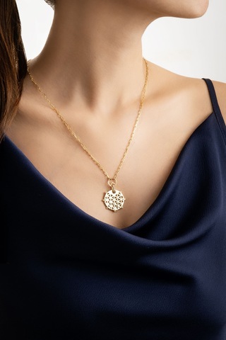 So Chic Yaşam Çiçeği 18 Ayar Sarı Altın Kaplama 55 Cm Gümüş Kolye Sarı