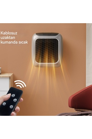 Ikkb Yeni Model Ev Ofis Mini Akıllı Sabit Sıcaklık Duvara Monte Kare Uzaktan Kumandalı Sıcak Hava Isıtıcı Gri