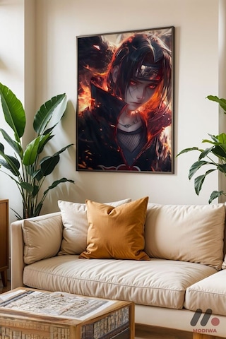 Naruto Itachi Anime Poster, Siyah Çerçeveli Duvar Tablosu - Anime Severlere Özel Hediye No:1074