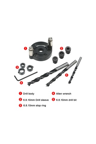 Suofeng Ahşap Delik Açma Kılavuzu Seti: 6/8/10mm Matkap Uçlu Alüminyum Mobilya Delme Aparatı