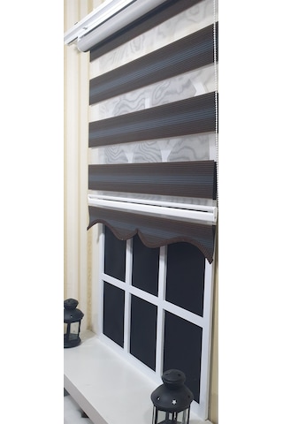 Pliseli Zebra Stor Kahverengi Renk Geçişli Etek Dilimli St 023 Kahverengi