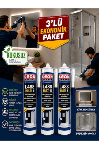 3 Adet Kokusuz Duşakabin Ve Ayna Silikonu Küf Tutmaz Şeffaf 330 Gram Beyaz - Şeffaf 3 Adet Kokusuz Duşakabin Ve Ayna Silikonu Küf Tutmaz Şeffaf 330 Gram Beyaz - Şeffaf