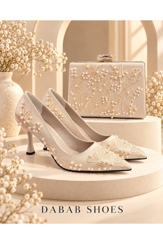 Dabab Shoes Vıanel Kadın Bej Çiçek Nakışlı İnci Detaylı Sivri Burun 7 Cm Kadeh Topuklu Stiletto Ayakkabı Ve Abiye Çanta Dabab Shoes Vıanel Kadın Bej Çiçek Nakışlı İnci Detaylı Sivri Burun 7 Cm Kadeh Topuklu Stiletto Ayakkabı Ve Abiye Çanta