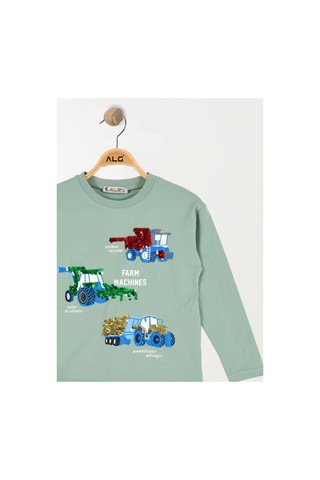 Alglıfe Erkek Çocuk Pullu Sweatshırt Mint Yeşili