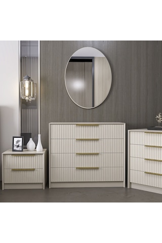 Kale Luxe Aynalı 4ç Şifonyer - Kumtaşı