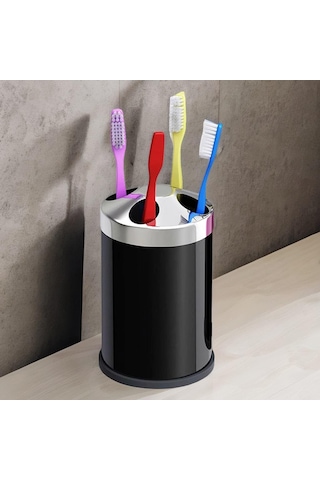 Badem10 Set Üstü Diş Fırçalık Banyo Metal Diş Fırçası Kabı Kutusu Siyah Çok Renkli