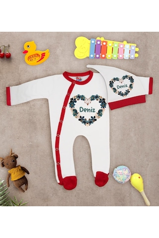 Bk Kids Kişiye Özel Bebek Kıyafeti, Bebek Giyim Hediyesi, Tulum Zıbın Ve Kukuletalı Şapka Seti-2 Çok Renkli