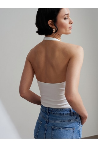 DİLVİN Dilvin Kadın 21052 Halter Yaka Ekru Bluz - 101a21052