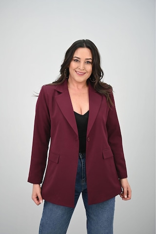 Koza Butik Kadın Büyük Beden Astarlı Düğmeli Blazer Ceket 9008-25-1 Siyah