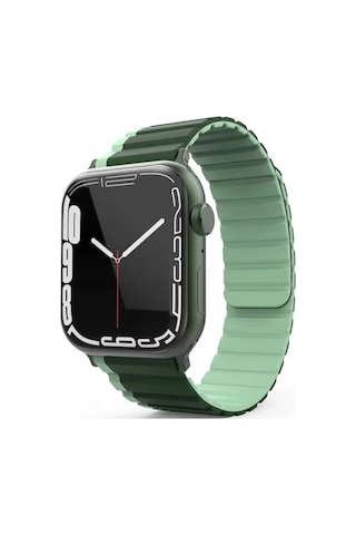 Apple Watch 42mm Mo-wb1 Çift Renk Mıknatıslı Silikon Kordon Saat Değildir - Koyu Yeşil-açık Yeşil