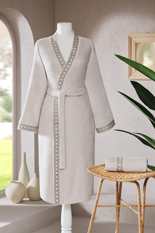 Özdilek Aurea Nakışlı Kimono Kadın Bornoz Seti Bej