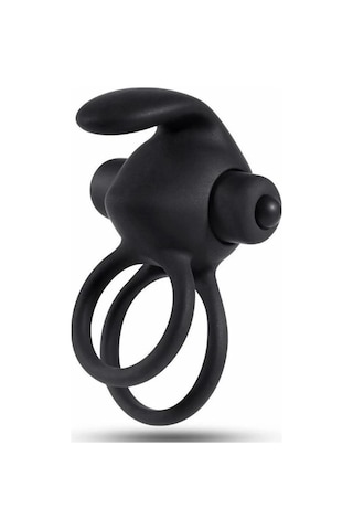 Pembe Tilki Titreşimli Rabbit Penis Halkası Siyah