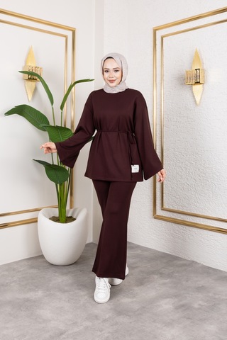 Mevsimlik Modal Kumaş Takım - T114 Kahverengi