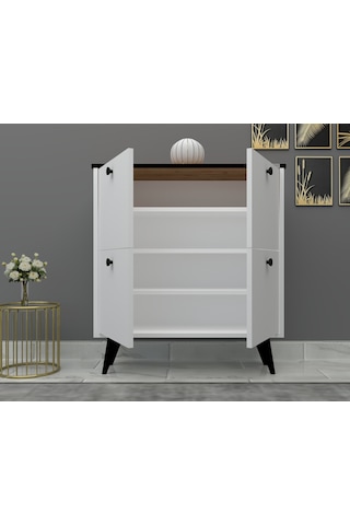 %100 Mdf Akus 4 Kapaklı Ayaklı Ayakkabılık Üstü Falez Beyaz