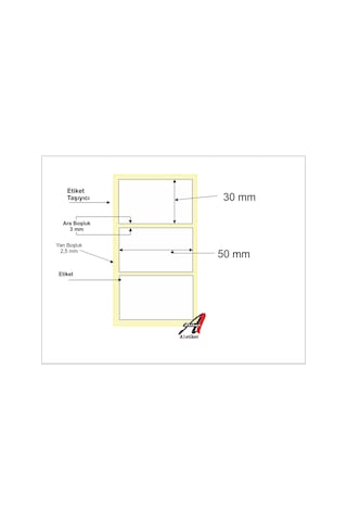 A1 Etiket 30 X 50 Mm Barkod Etiketi Termal Barkod Etiketi 1000 S