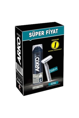 Arko Men 10 Adet Tekli Tıraş Bıçağı + Force Tıraş Köpüğü Pro 200ml 4 Lü Set