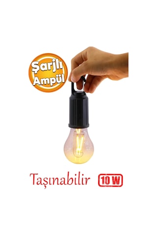 Volemi V-012 Taşınabilir Usb Şarjlı Led Ampul Outdoor Kamp Bahçe Lambası Askılı Kırılmaz Led Işık