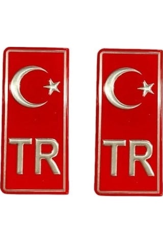Audi A8 Tr Plaka Stıcker 2'li - Aluminyum Kabartma Ay-yıldız - Türkiye Plakalık Stickeri