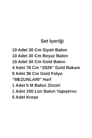 2026 Mezunları Gold Folyo Harf Beyaz Siyah Gold Balon Mezuniyet Temalı Süsleme Altın - Beyaz - Siyah