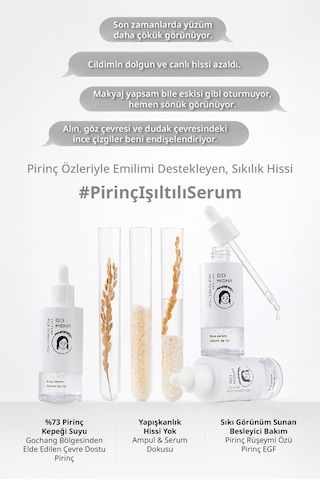 Midha %73 Pirinç Özü İçeren Sıkılaştırıcı ve Aydınlatıcı Serum 50 ML