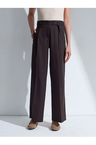 Dilvin 72683 Kemerli Geniş Paça Pantolon-kahve