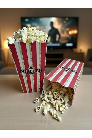 Hg Ambalaj 15 Adet Popcorn Kutusu, Patlamış Mısır Kutusu , 16cm X 8cm X 5,5cm Küçük Boy