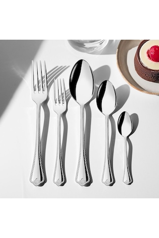Nehir Fulya Sade 12 Kişilik 60 Parça Çatal Kaşık Takımı Gümüş