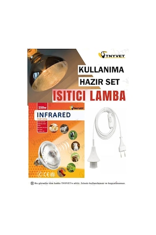 Tnyvet Isıtıcı Lamba Şefffaf Renk 250 Watt + E27 Seramik Duy+2m Fişli Kablo Kullanıma Hazır Set Diğer