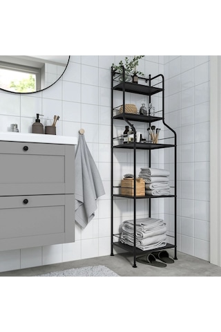 Banyo Raf Ünitesi, Siyah, 40x156 Cm Frösjön Banyo Düzenleyici Açık Raf Siyah