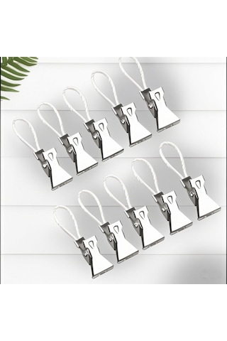 Youmex 10'lu Çelik Ve Silikon Ev Fantezi Asma Takımı - Havlu, Perde, Giysi Tutucu - Dayanıklı, Çok Amaçlı, Ev, Bahçe, Araç İçin Beyaz