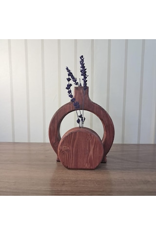 El Yapımı Ahşap Vazo Seti, Masif Çam, Antik Meşe Rengi, 2'li Set, Dekoratif Çiçeklik, 18x18 Cm Ve 12x12 Cm, Rusti Çok Renkli