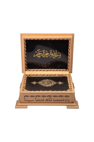 Ahşap Kutulu Kur'an-ı Kerim 0243 - Çanta Boy - Sarı